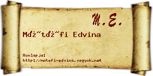 Mátéfi Edvina névjegykártya